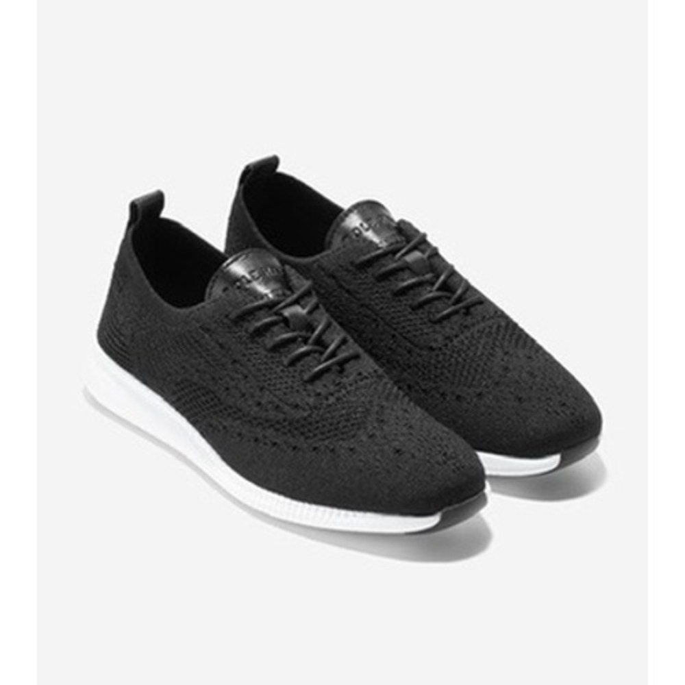 Cole Haan Zerogrand Stitchlite Oxford Black Knit Sneaker White Sole Size 9.5‎ B